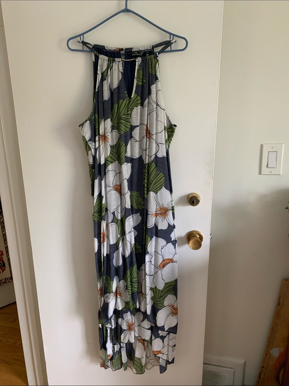 Mlle Gabrielle Navy Floral Maxi Dress with White & Green Blooms